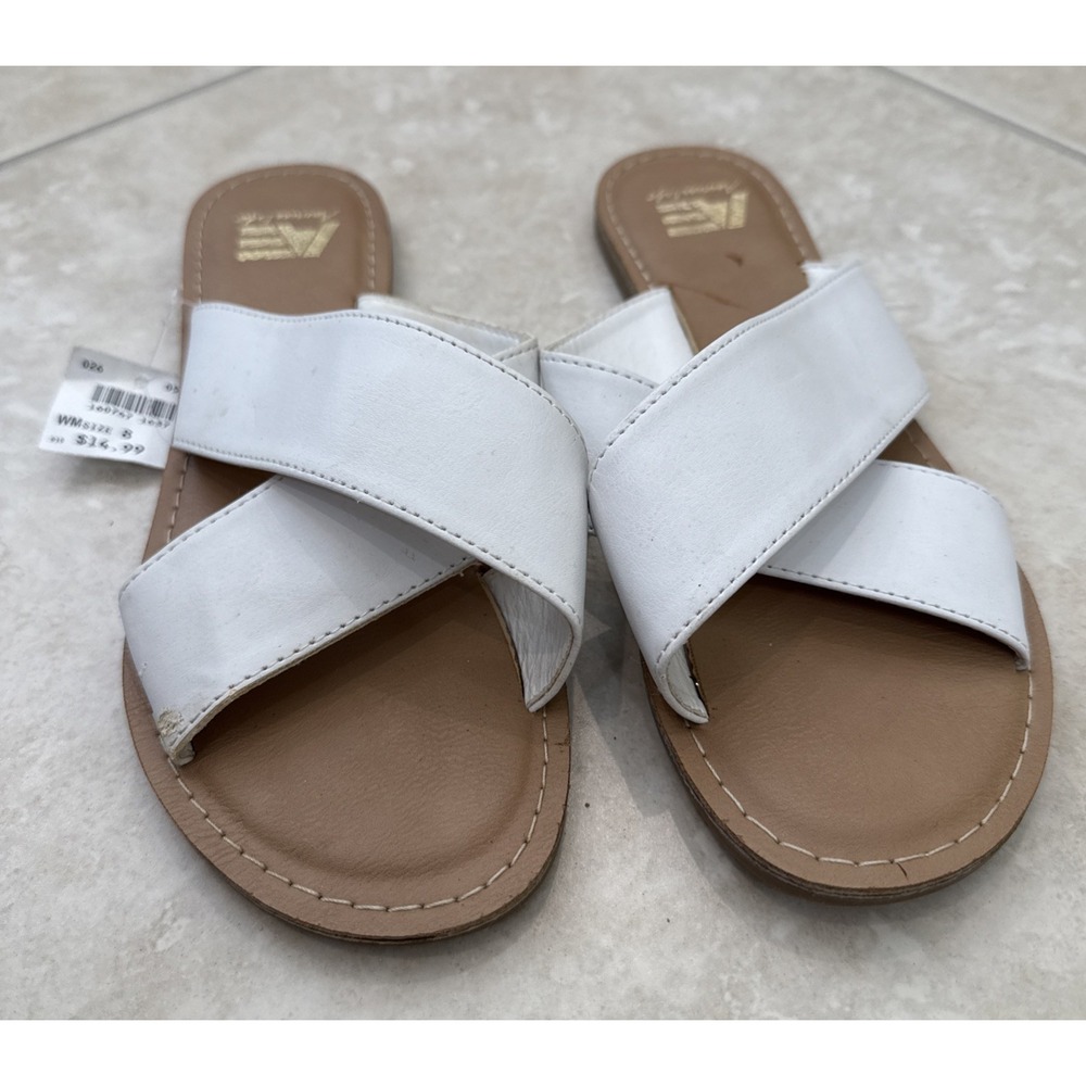 NWT American Eagle Women's Slide Straps White Sandal Size 8 Shoes Slip on** See